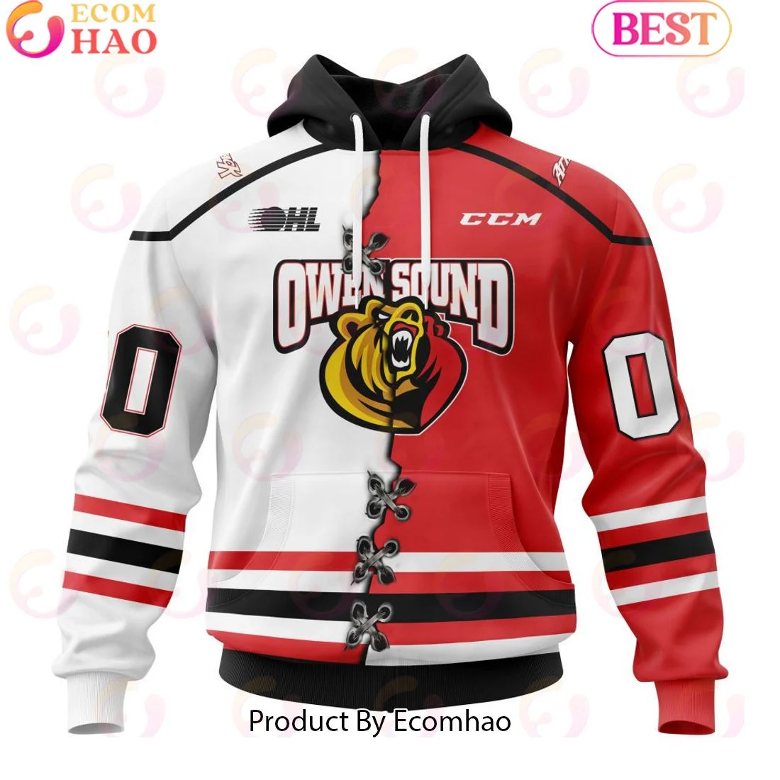 Custom OHL Owen Sound Attack Mix Home And Away Jersey Personalized Letters Number Hoodie, Zip Hoodie, Man - Women, Warm, Premium Quality HZ0501