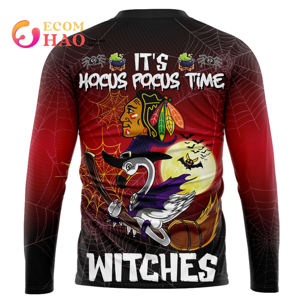 Chicago Blackhawks Halloween Jersey Flamingo Witches Hocus Pocus 3D Hoodie, Zip Hoodie, Man - Women, Warm, Premium Quality HZ0501
