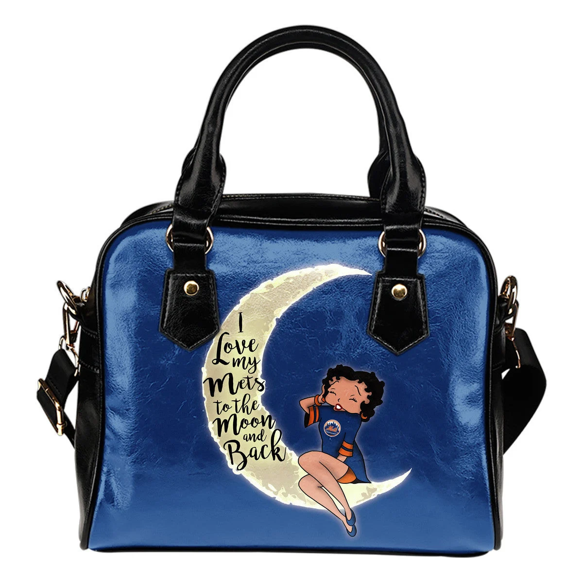 I Love My New York Mets To The Moon And Back Shoulder Handbags Women Purse Sb0801