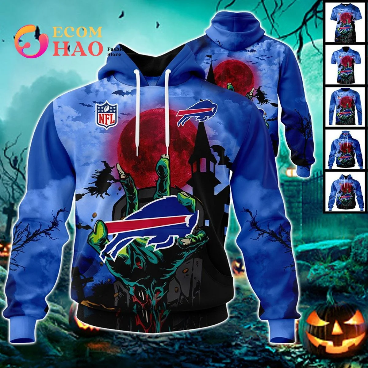Bills Halloween Jersey 3D Hoodie, Zip Hoodie, Man - Women, Warm, Premium Quality HZ0501