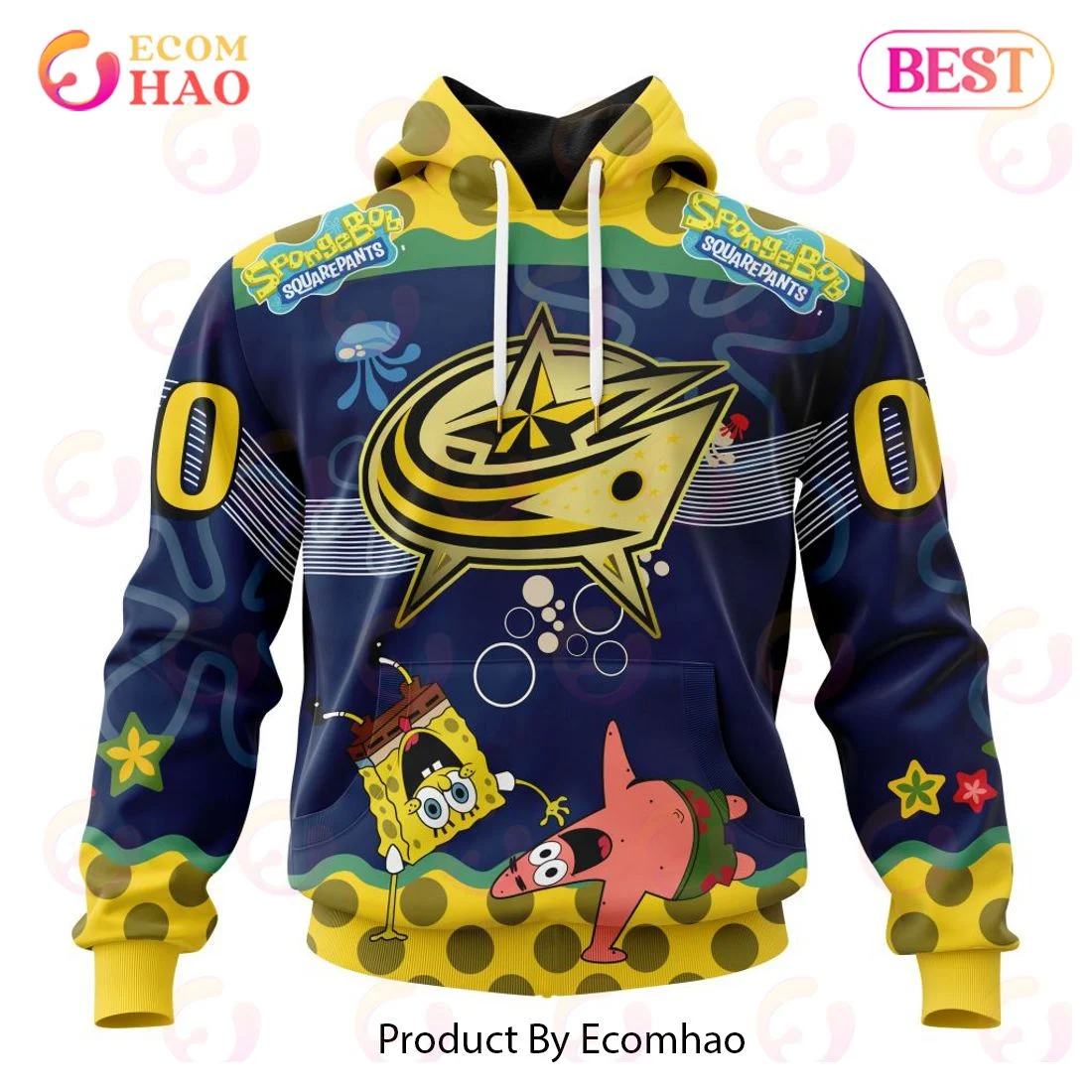 Columbus Blue Jackets Specialized Jersey With SpongeBob 3D Hoodie, Zip Hoodie, Man - Women, Warm, Premium Quality HZ0501
