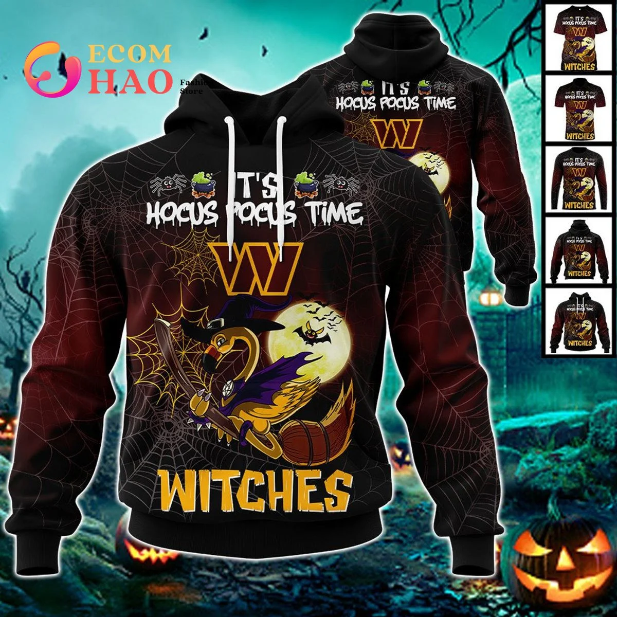 Commanders Halloween Jersey Falmingo Witches Hocus Pocus 3D Hoodie, Zip Hoodie, Man - Women, Warm, Premium Quality HZ0501