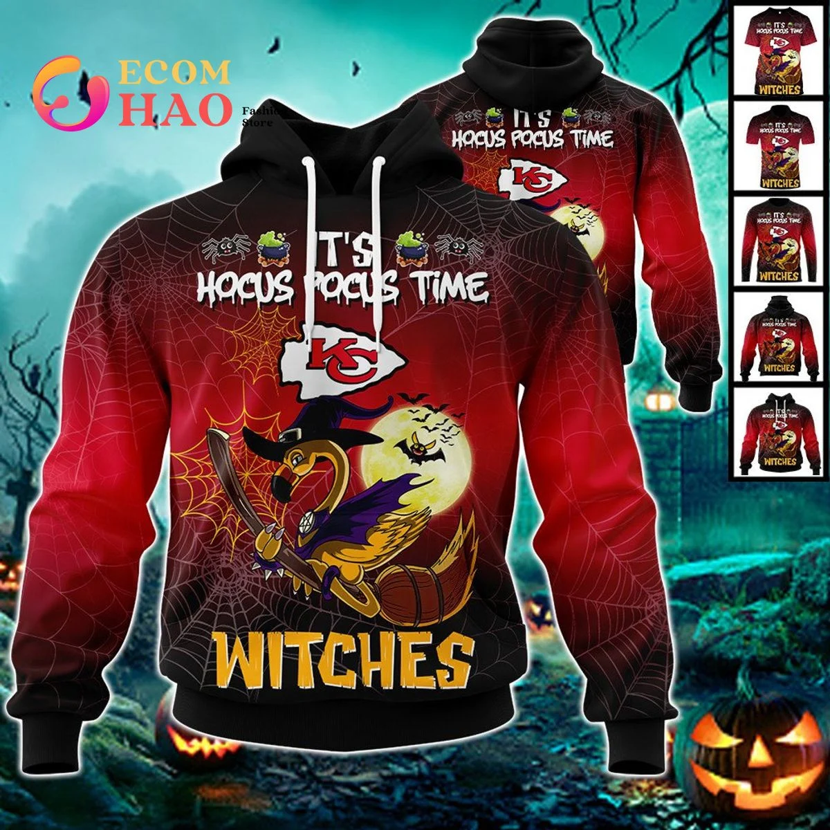 Chiefs Halloween Jersey Falmingo Witches Hocus Pocus 3D Hoodie, Zip Hoodie, Man - Women, Warm, Premium Quality HZ0501