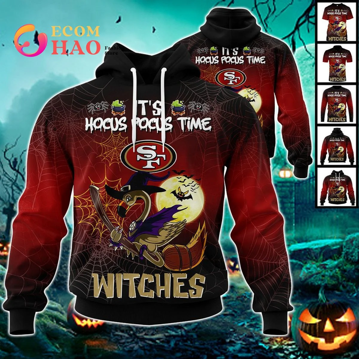 49ers Halloween Jersey Falmingo Witches Hocus Pocus 3D Hoodie, Zip Hoodie, Man - Women, Warm, Premium Quality HZ0501