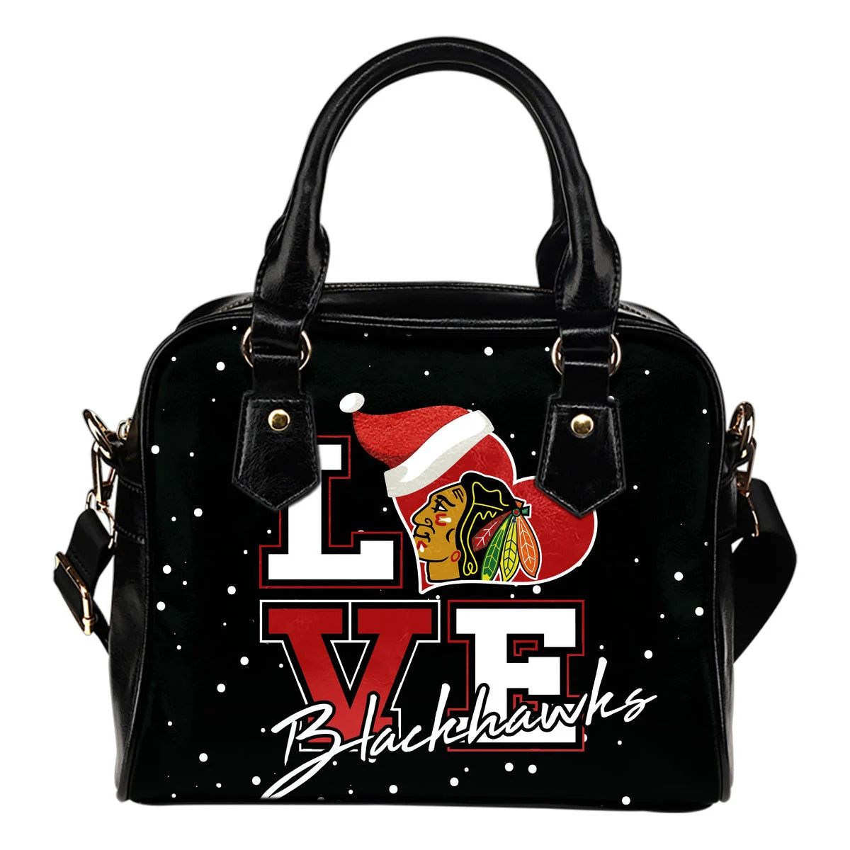 Love Word Christmas Sweet Chicago Blackhawks Shoulder Handbags Sb0801