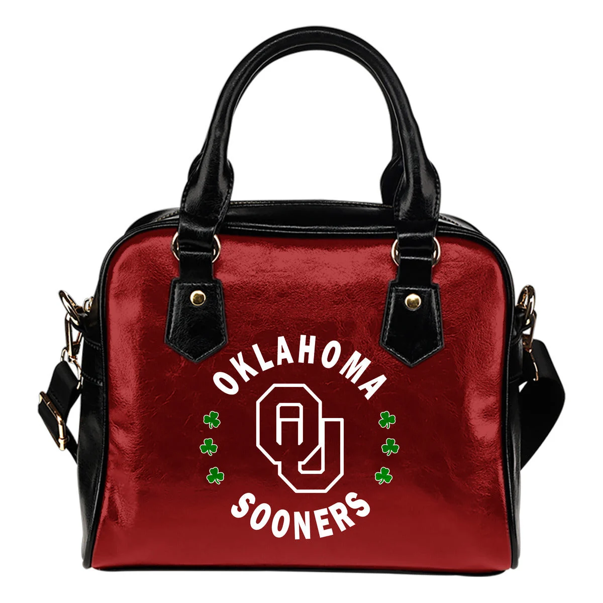 Central Beautiful Logo Circle Lucky Leaf Oklahoma Sooners Shoulder Handbags Sb0801