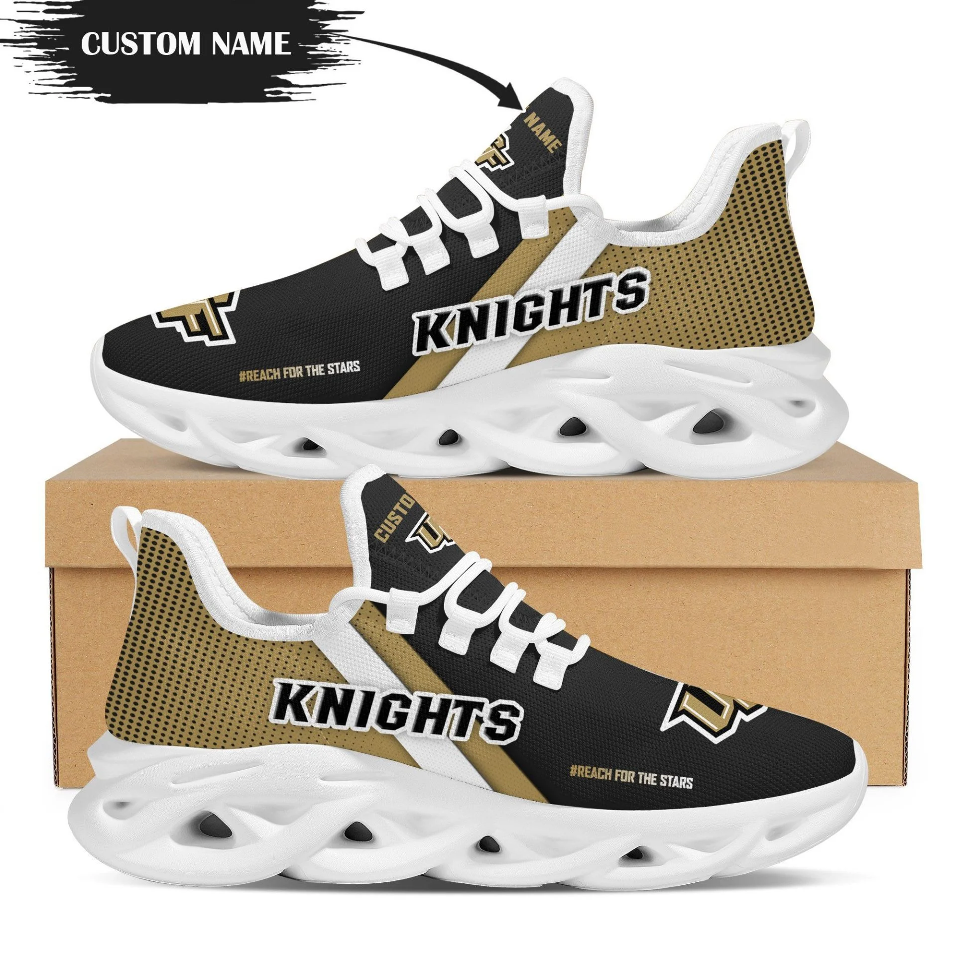 UCF Knights Custom Name Black Gold Max Soul Shoes Custom  MS0601