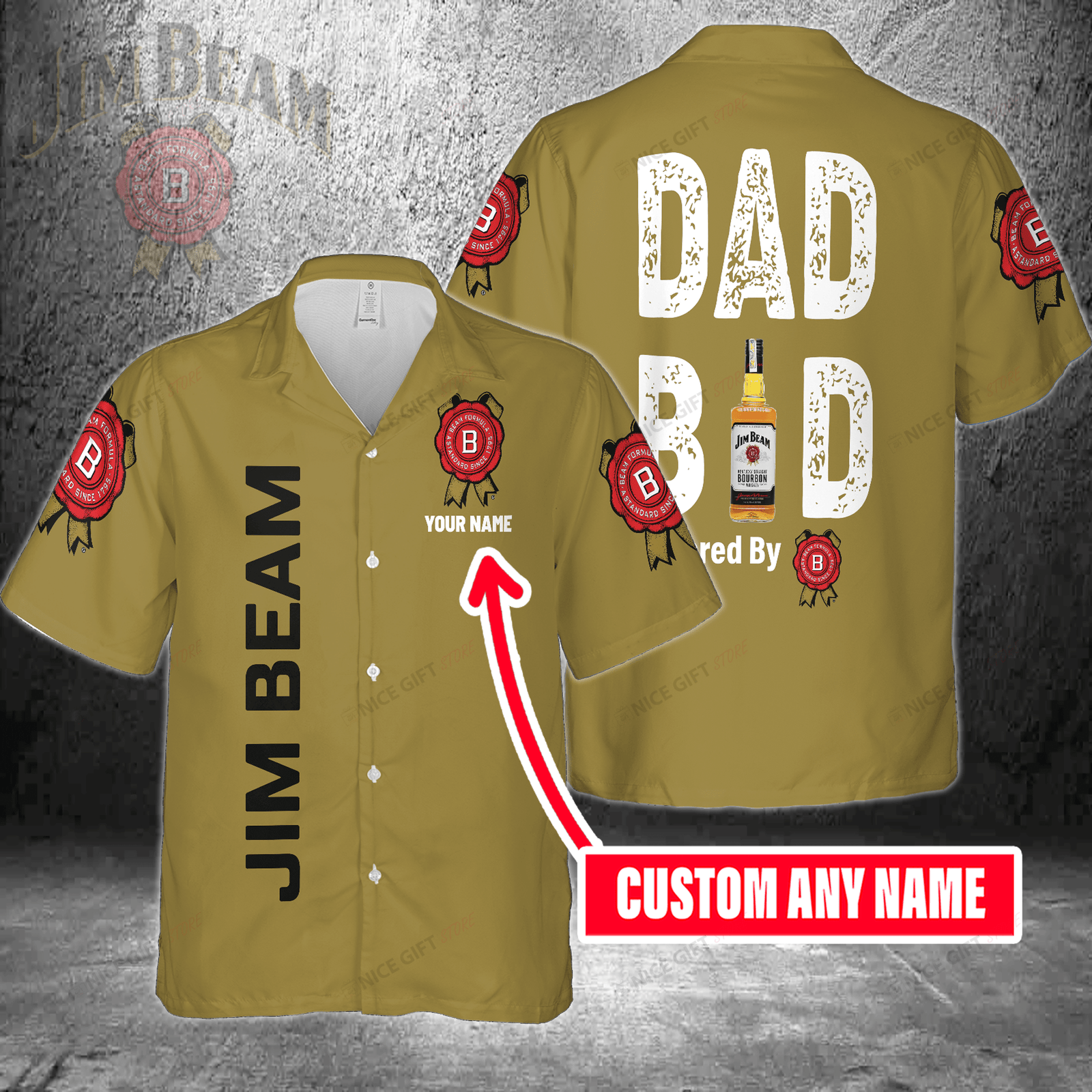 Dad Bod Powered By Jim Beam Custom Name Hawaiian Shirt For Men And Women HW0601