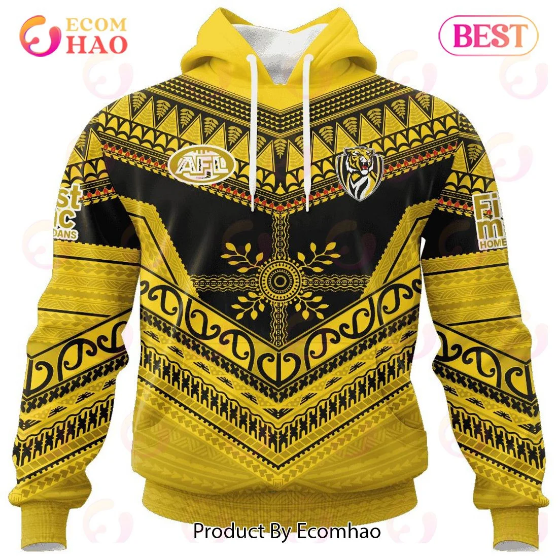 AFL Richmond Tigers Special Pasifika Design 3D Hoodie, Zip Hoodie, Man - Women, Warm, Premium Quality HZ0501