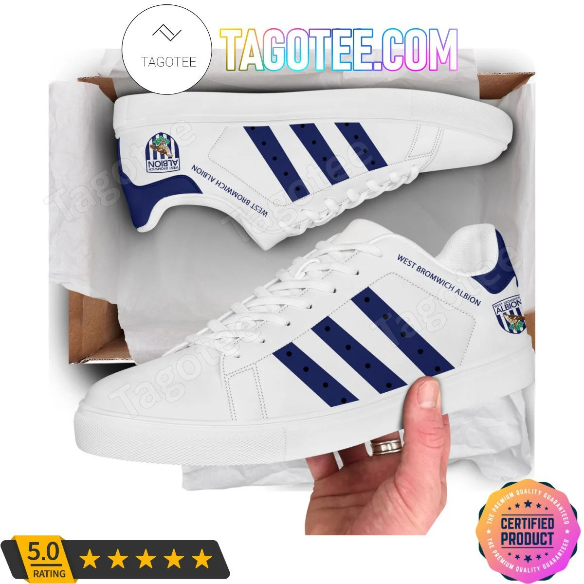 EFL West Brom White Stan Smith Shoes V1 , Trendy Style Sneakers ST0801