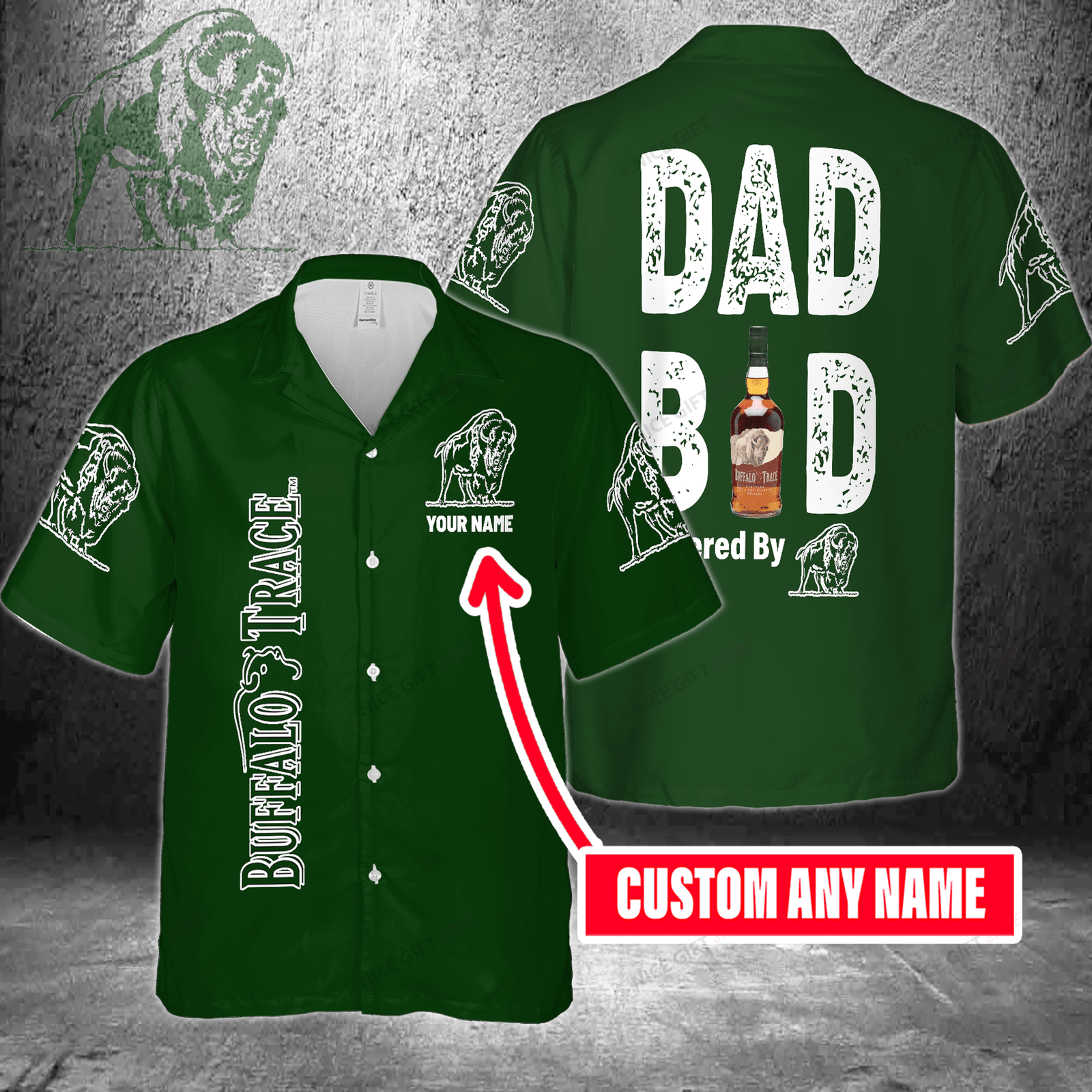 Dad Bod Powered By Buffalo Trace Custom Name Hawaiian Shirt For Men And Women HW0601