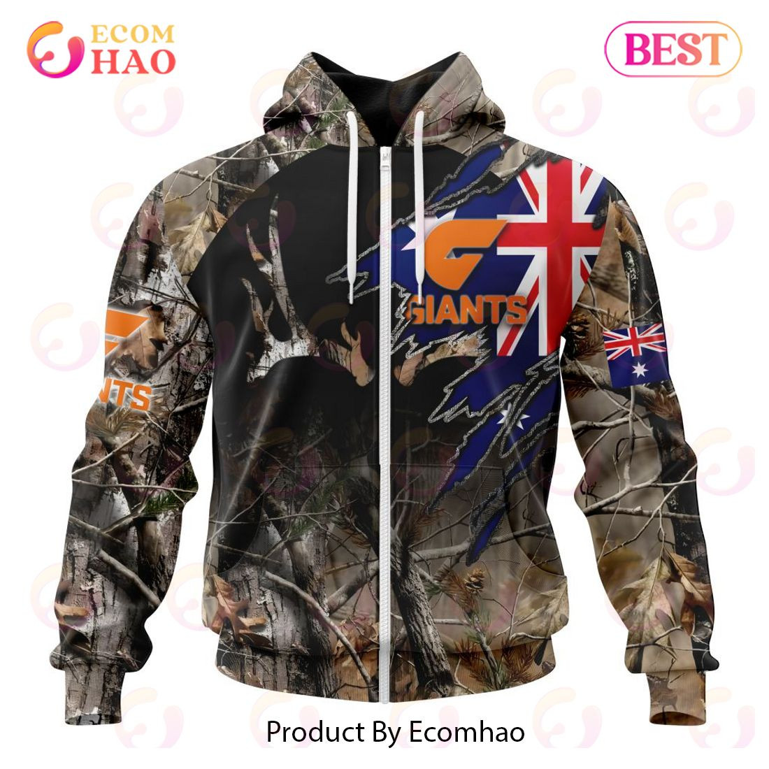 AFL Greater Western Sydney Giants Special Camo Realtree Hunting 3D Hoodie, Zip Hoodie, Man - Women, Warm, Premium Quality HZ0501
