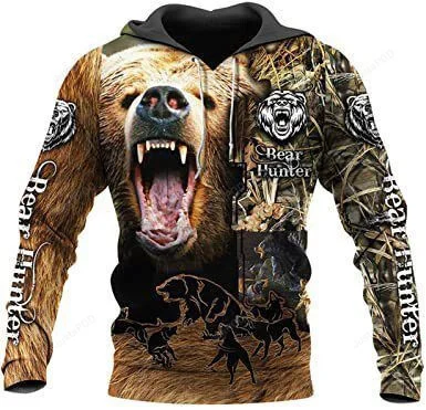 Bear Hunting 3D All Over Print Hoodie, Zip-up Hoodie HZ0501