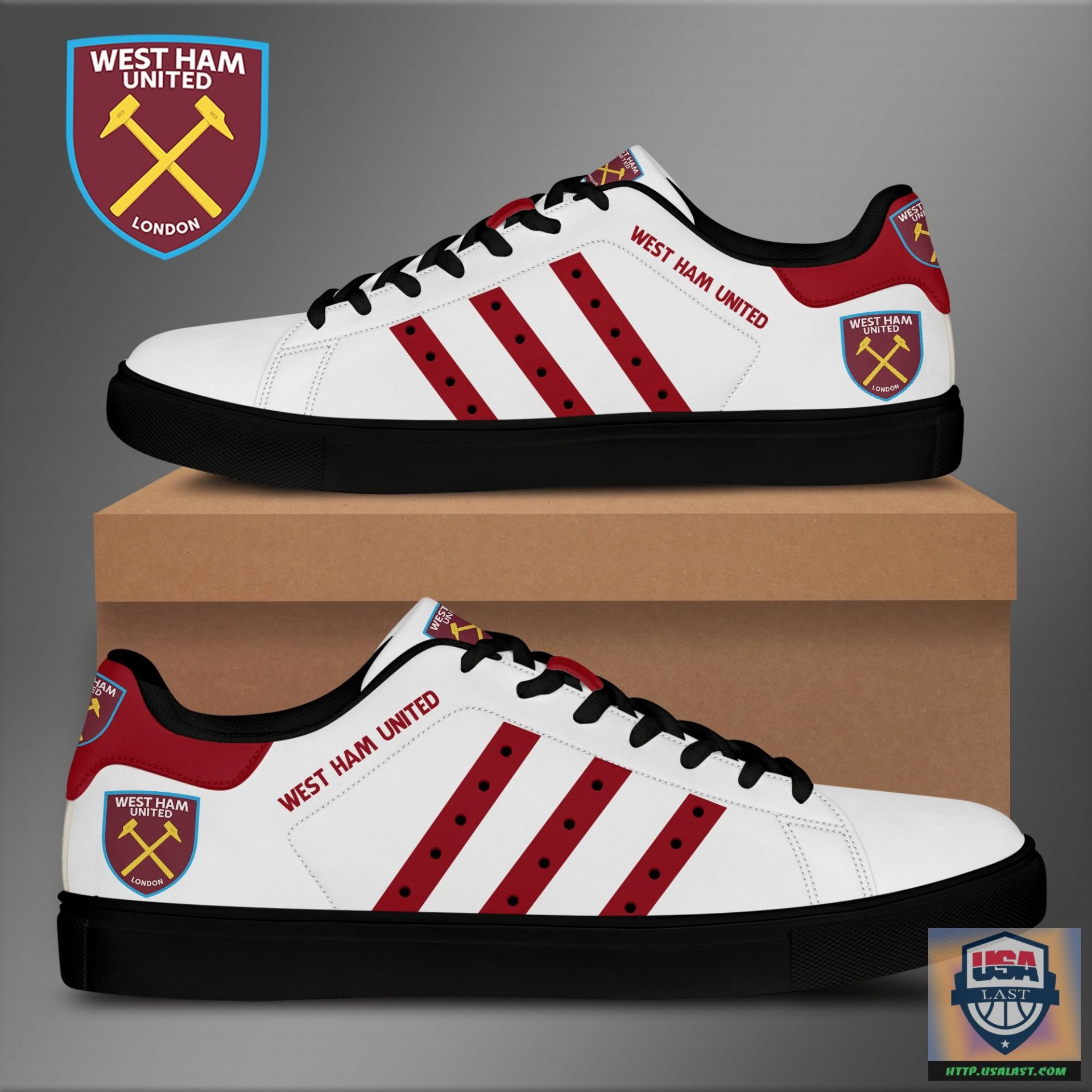 Custom West Ham United FC White Brown Stan Smith Shoes, Trendy Style Sneakers ST0801