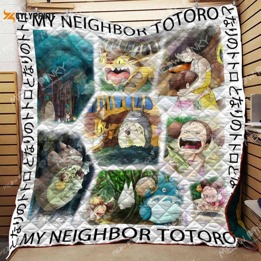 Ghibli Totoro Watercolor For Fan 3D Customized Quilt Blanket For Fans Home Decor Gift ,  Soft Quilt, King Size, All Season Cozy Quilt QB0901