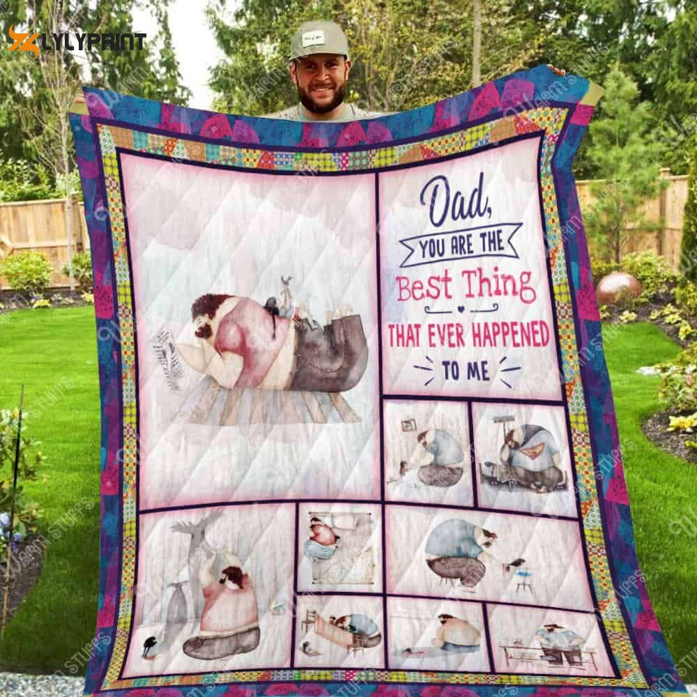 Daughter And Dad 3D Customized Quilt Blanket For Fans Home Decor Gift ,  Soft Quilt, King Size, All Season Cozy Quilt QB0901