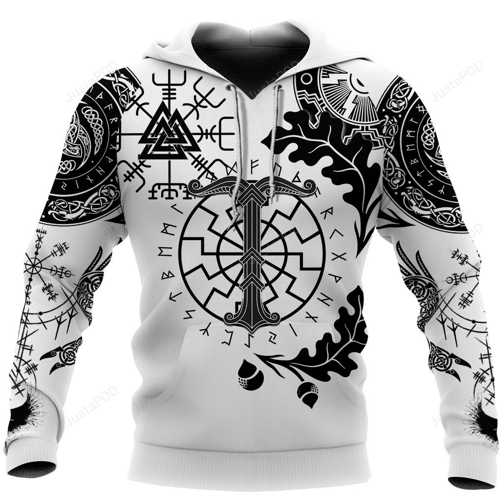 Valknut Vegvisir With Irminsul Viking 3D All Over Printed Hoodie, Zip- Up Hoodie HZ0501