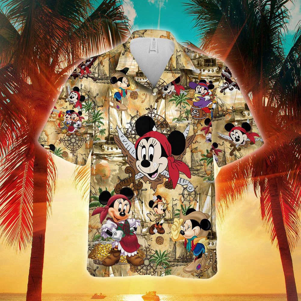 Minnie Mouse Pirate Hawaiian Shirt, Mickey Mouse Hawaiian Shirt, Gift For Men Women HW0601