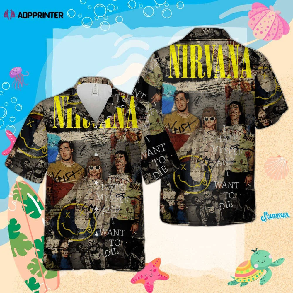 Nirvana Merch I Hate Myself And I Want To Die Premium Hawaiian Shirt Cuban Shirt HW0601