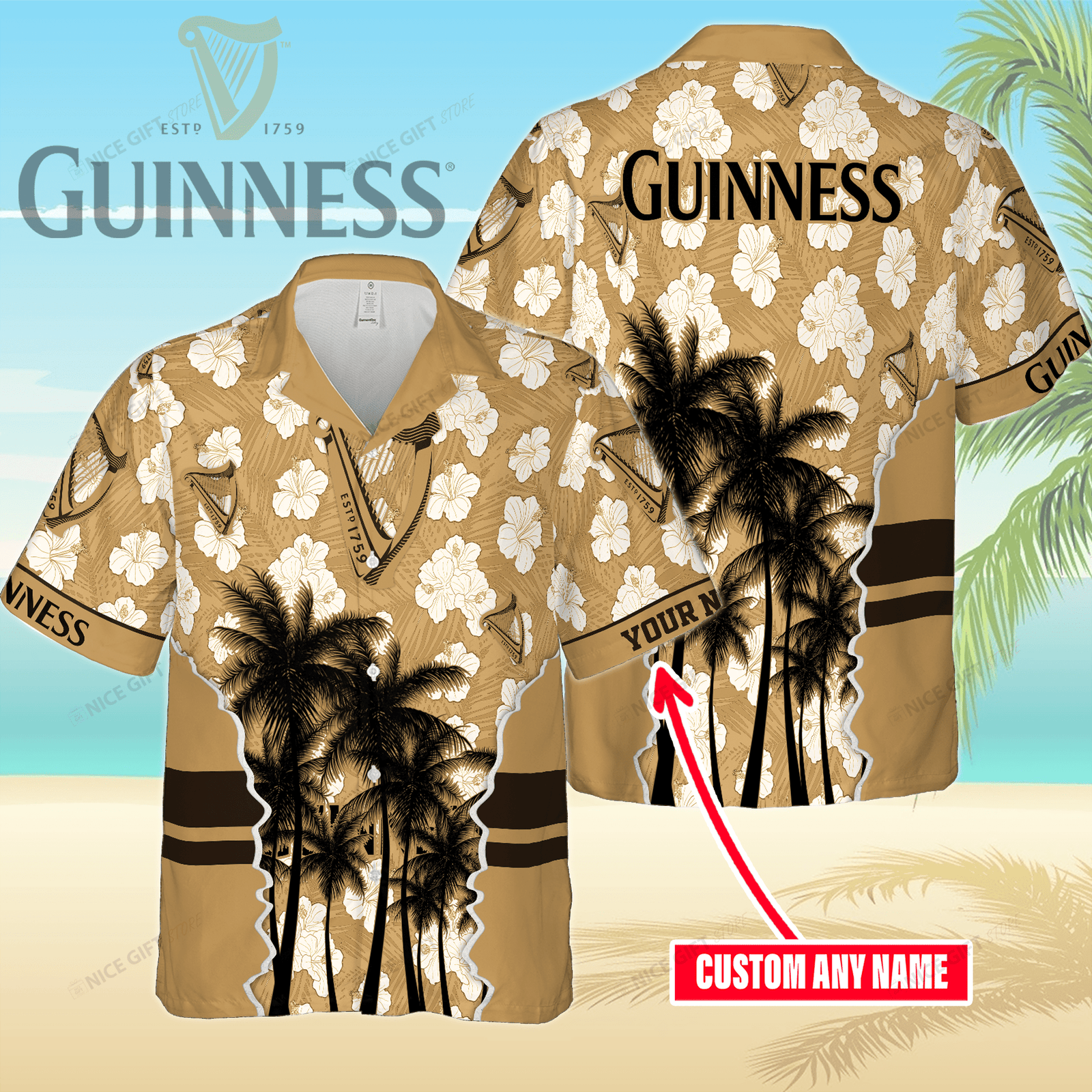 Guinness Custom Name Hawaiian Shirt For Men And Women HW0601