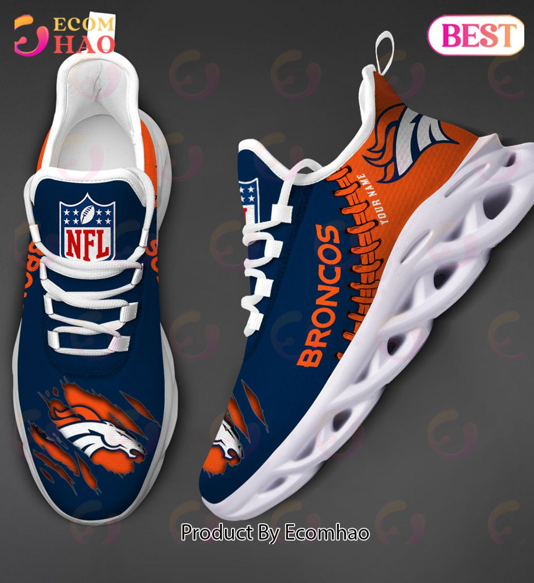 Denver Broncos Max Soul Shoes Custom Name  Unisex sneakers MS0601