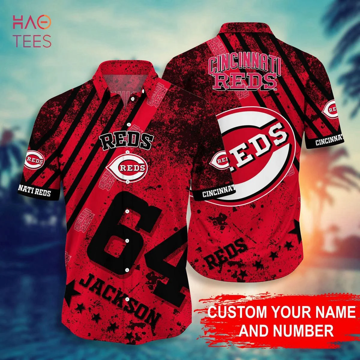 Cincinnati Reds MLB-Personalized Hawaiian Shirt Red Digital Style 01 HW0601