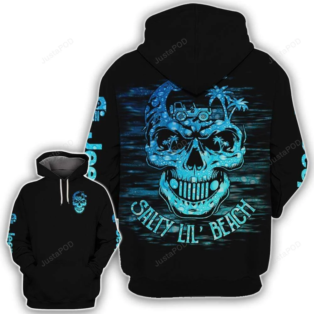 Jeep Skull Palm Tree Salty Lil' Beach 3D All Print Hoodie, Zip- Up Hoodie HZ0501