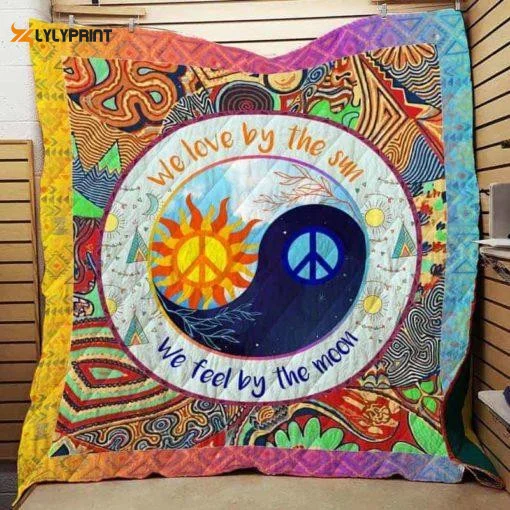 Hippie Sun And Moon 3D Customized Quilt Blanket , Soft Quilt, King Size, All Season Cozy Quilt QB0901