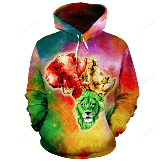 Animal Map Colorful 3D All Over Print Hoodie, Zip-up Hoodie HZ0501