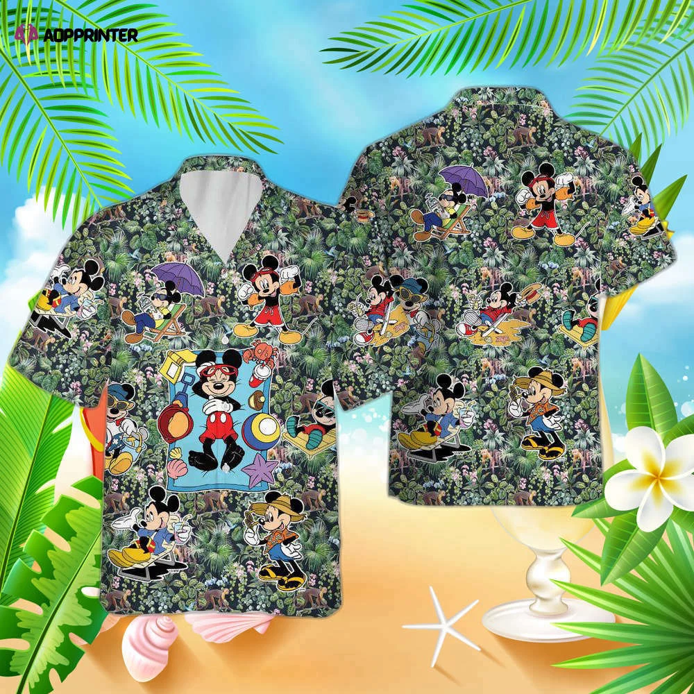 Disney Mickey Aloha Button Up Shirt, Tropical Hawaiian Shirt, For Men Women HW0601