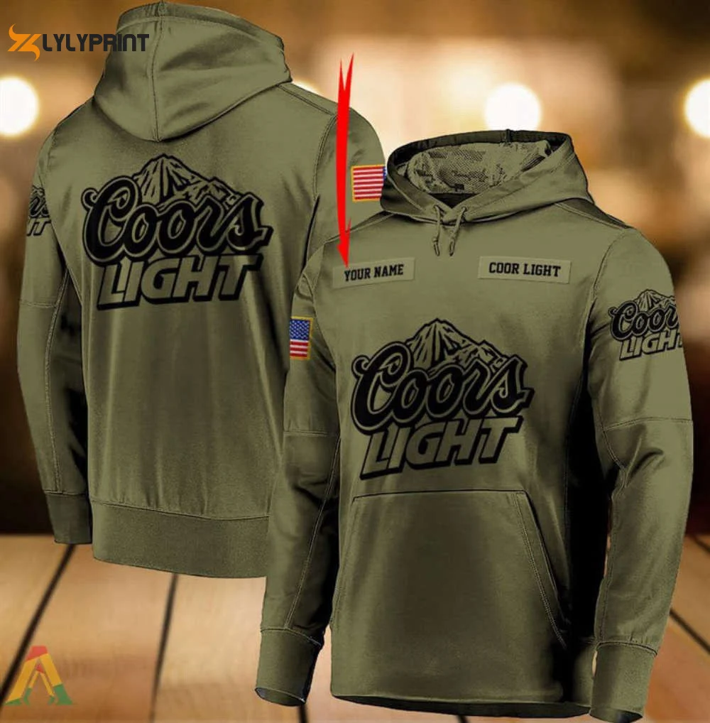 Personalized Military Green Coors Light 3D All Over Print Hoodie, Zip Hoodie HZ0501