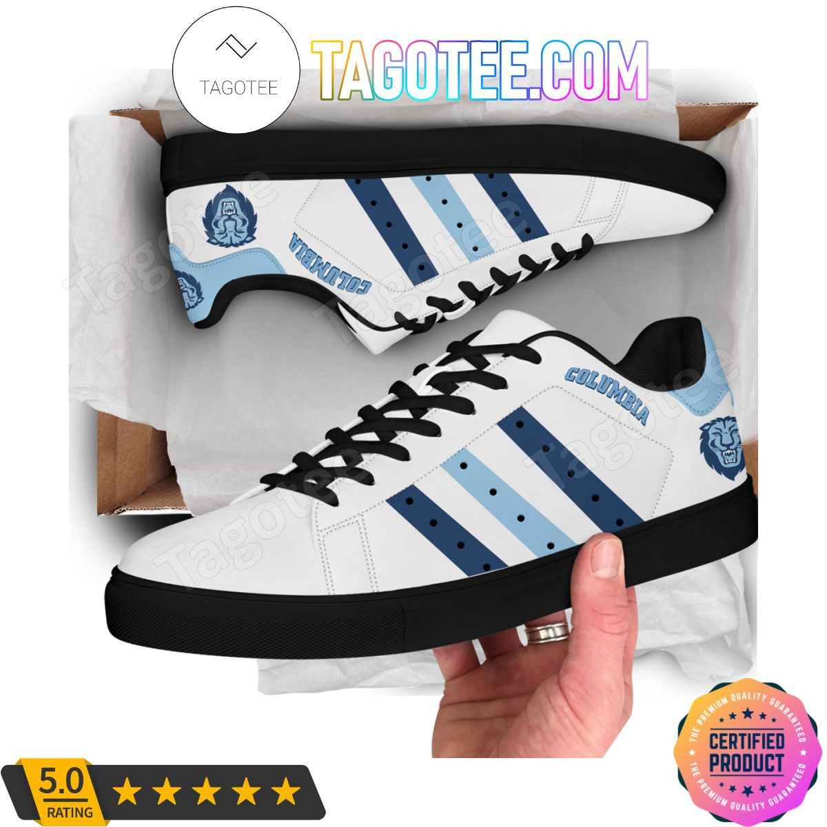 NCAA Columbia University Lions White Stan Smith Shoes , Trendy Style Sneakers ST0801
