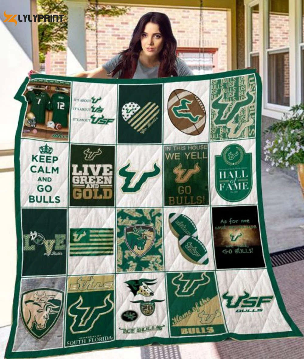 South Florida Bulls 3 Quilt Blanket For Fans Home Decor Gift , Soft Quilt, King Size, All Season Cozy Quilt QB0901