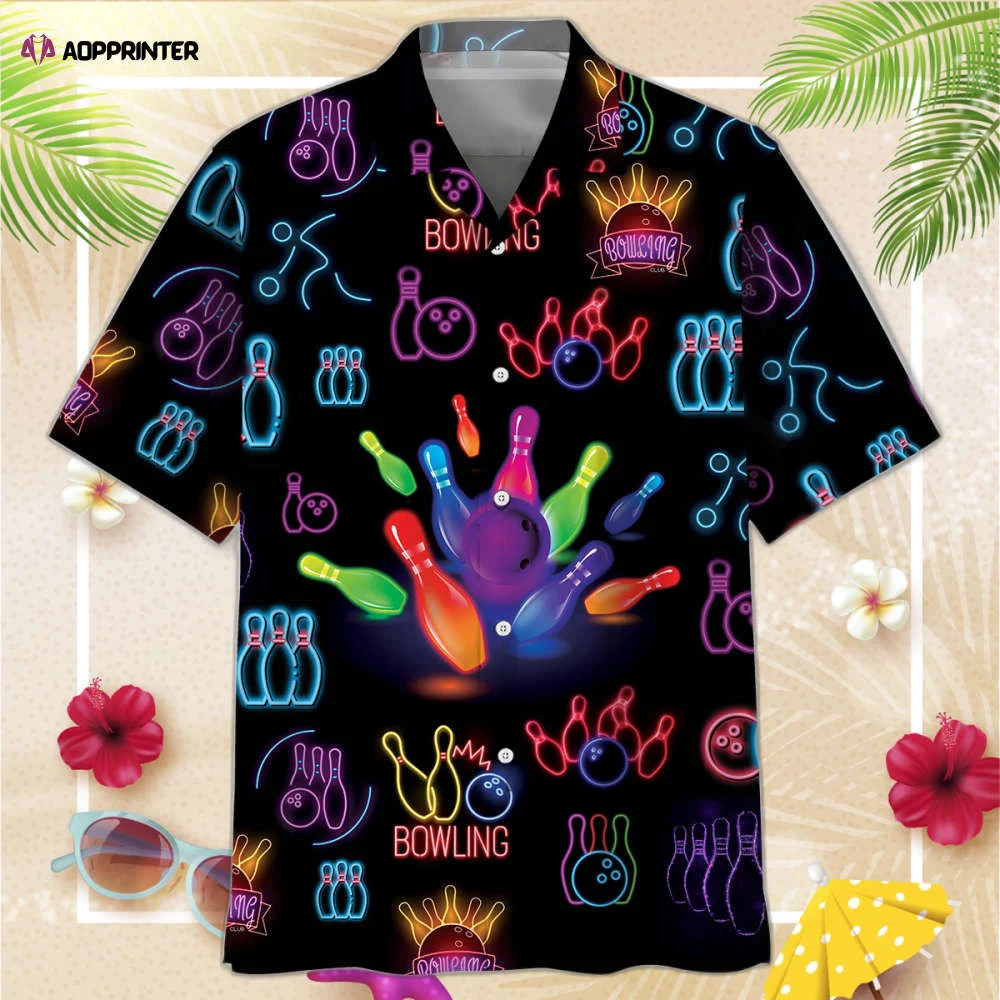 Bowling Neon Hawaiian Shirt, Gift For Men Women HW0601