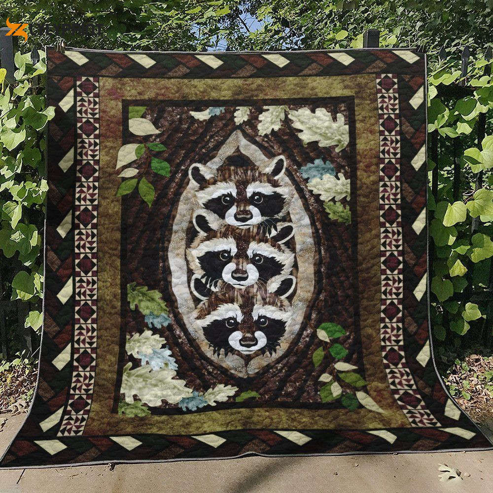 Raccoon 3D Customized Quilt , Soft Quilt, King Size, All Season Cozy Quilt QB0901