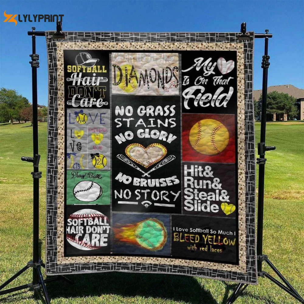 Softball 3D Customized Quilt , Soft Quilt, King Size, All Season Cozy Quilt QB0901
