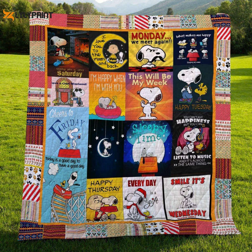 A Week Of Snoopy The Peanuts Cartoon 1k95 Gift Lover Quilt Blanket ,  Soft Quilt, King Size, All Season Cozy Quilt QB0901