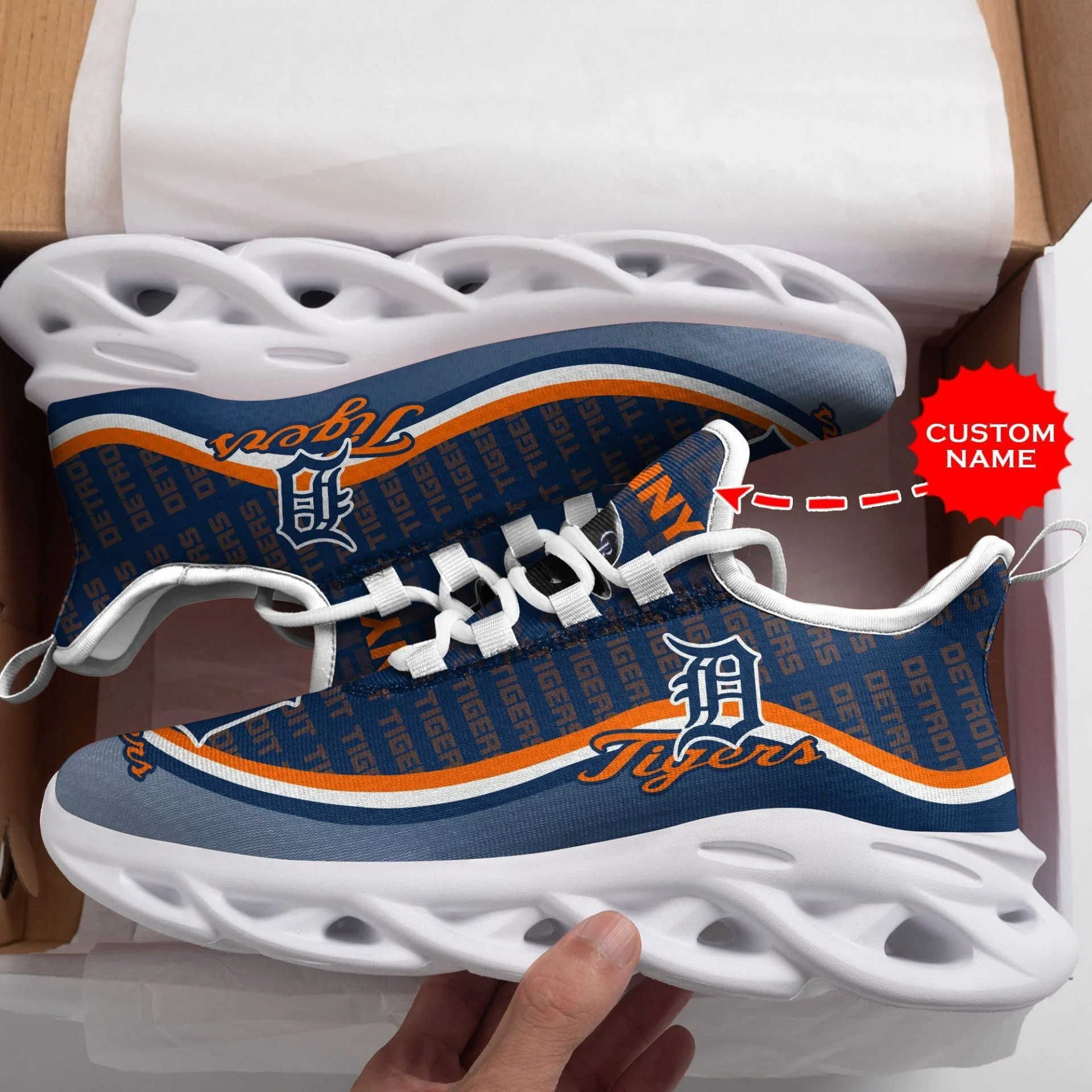 MLB Detroit Tigers Custom Name Max Soul Shoes V2 Unisex Women Men MS0601