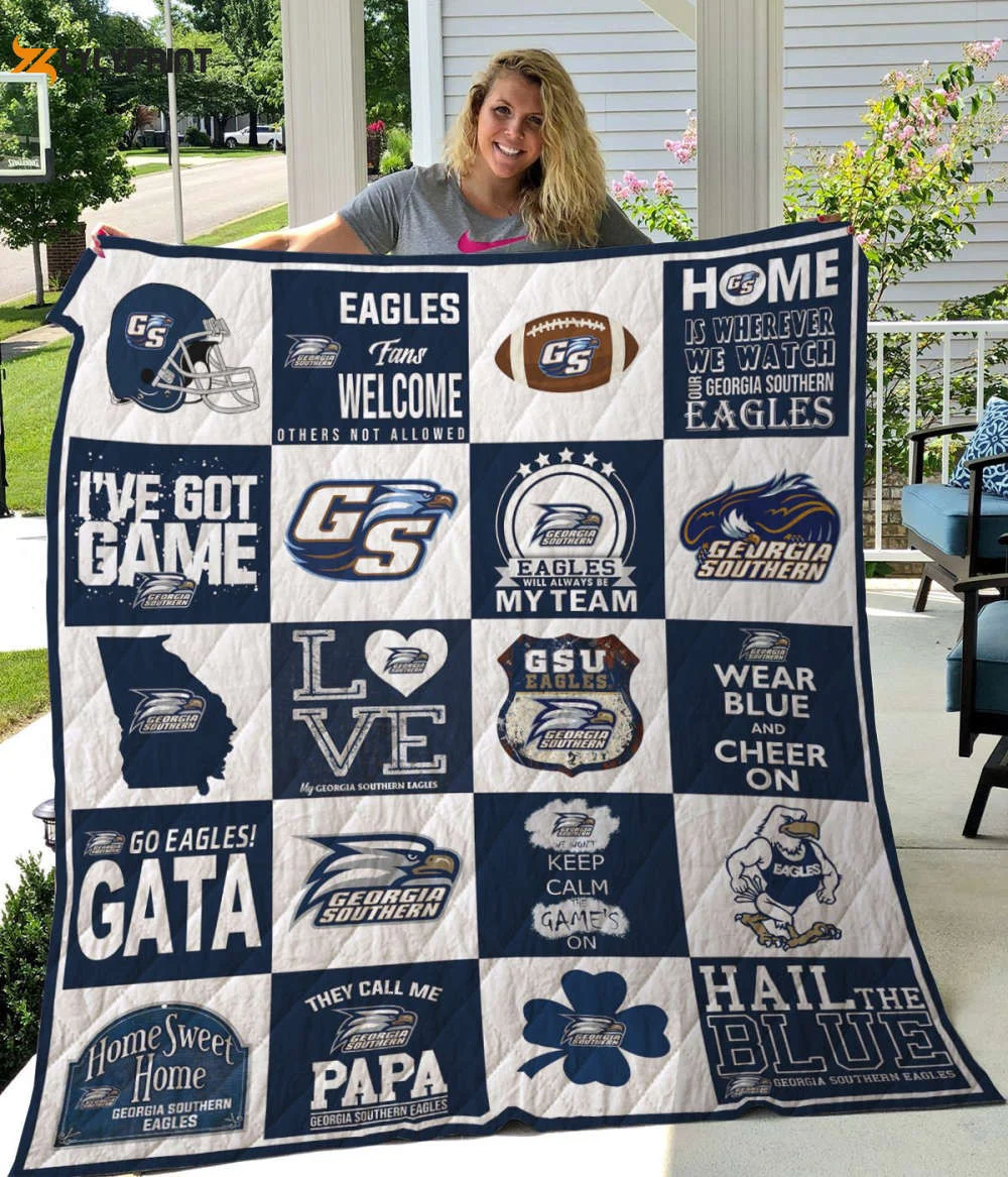 Georgia Southern Eagles 2 Quilt For Fans Home Decor Gift , Soft Quilt, King Size, All Season Cozy Quilt QB0901