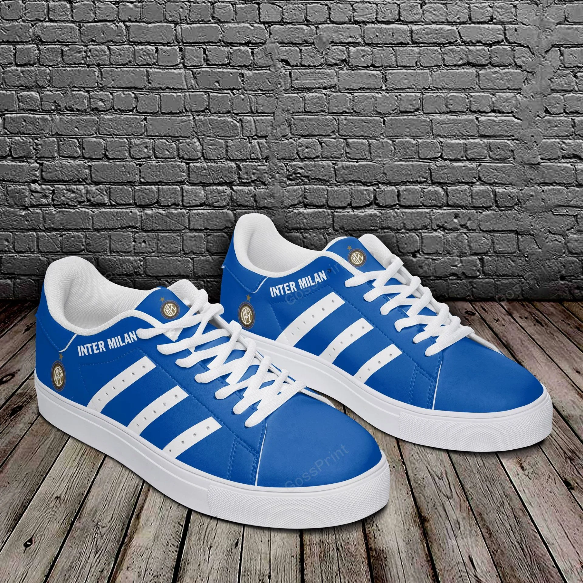 Inter Milan Blue White Stan Smith Shoes Ladies Men, Trendy Style Sneakers ST0801