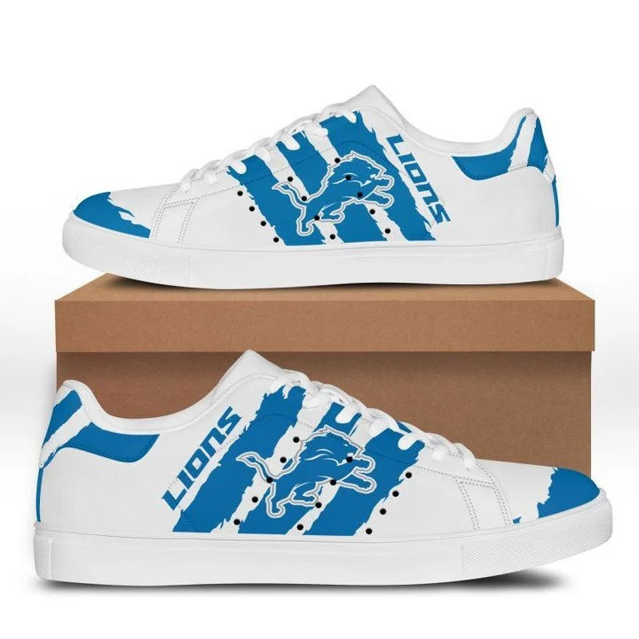 NFL Detroit Lions White Blue Stan Smith Shoes for Women and Men, Trendy Style Sneakers ST0801
