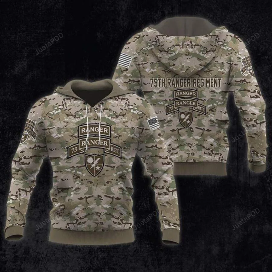Camouflage US Army Ranger 3D All Print Hoodie, Zip- Up Hoodie HZ0501