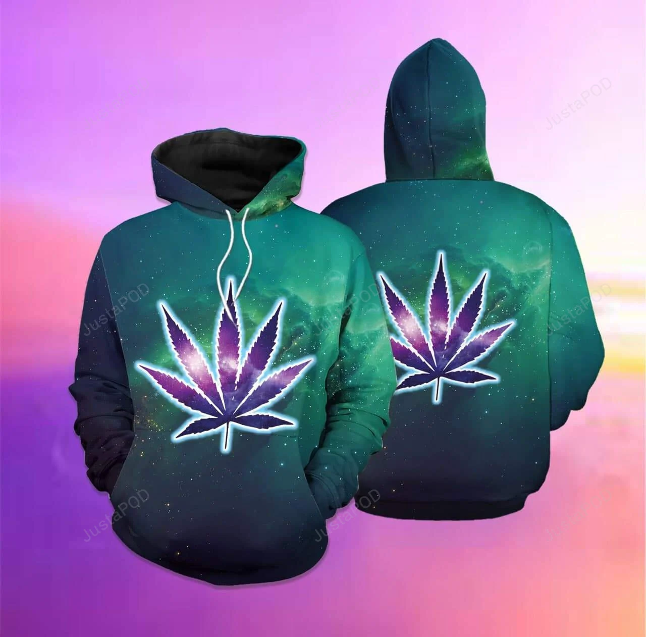 Glow Weed Space Galaxy 3D All Print Hoodie, Zip- Up Hoodie HZ0501