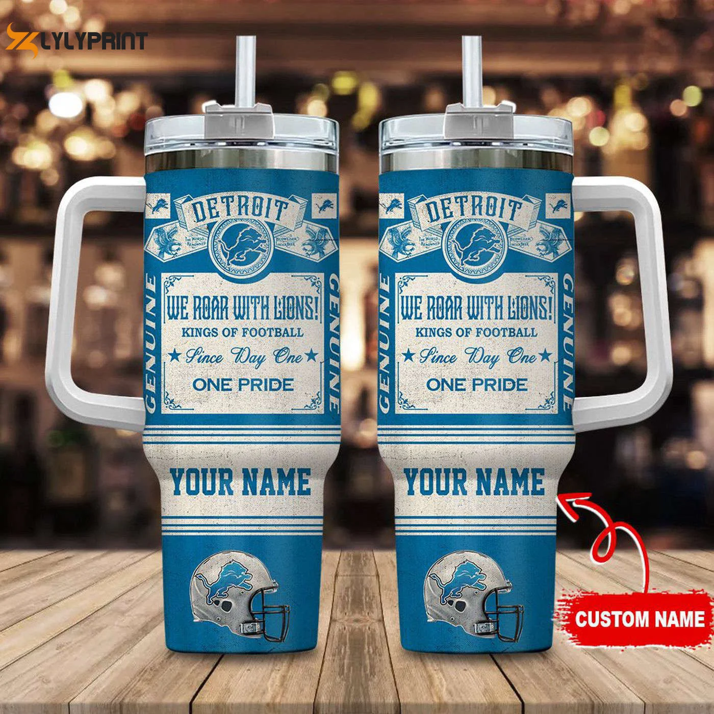Custom Detroit Lions Vintage King of Football 40oz Stanley Tumbler - Perfect Gift for Fans 0501TB40