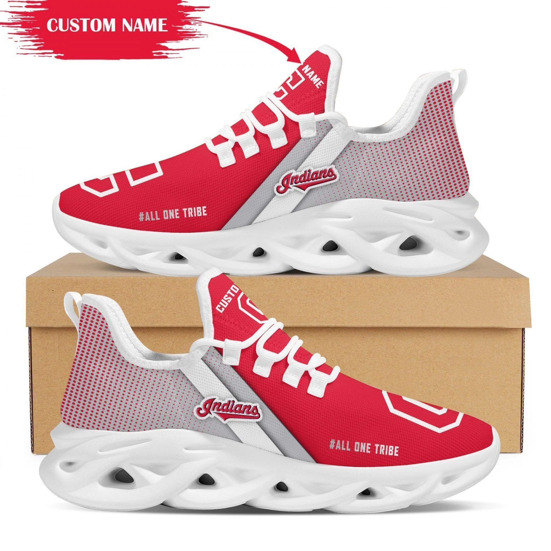 MLB Cleveland Indians Custom Name Max Soul Shoes V2 Custom for Men Women MS0601