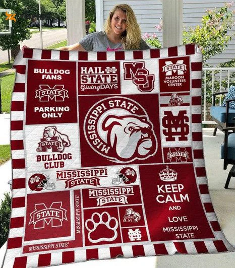 Mississippi State Bulldogs Quilt Blanket For Fans Home Decor Gift , Soft Quilt, King Size, All Season Cozy Quilt QB0901