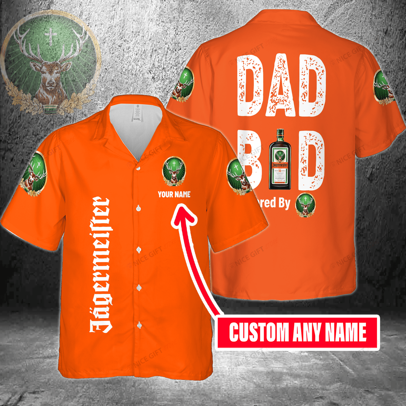 Dad Bod Powered By Jagermeister Custom Name Hawaiian Shirt For Men And Women HW0601