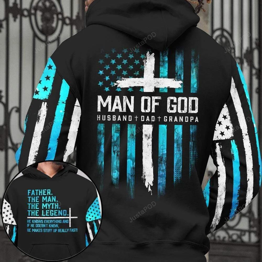 Man Of God, Father The Man The Legend 3D All Print Hoodie, Zip- Up Hoodie HZ0501