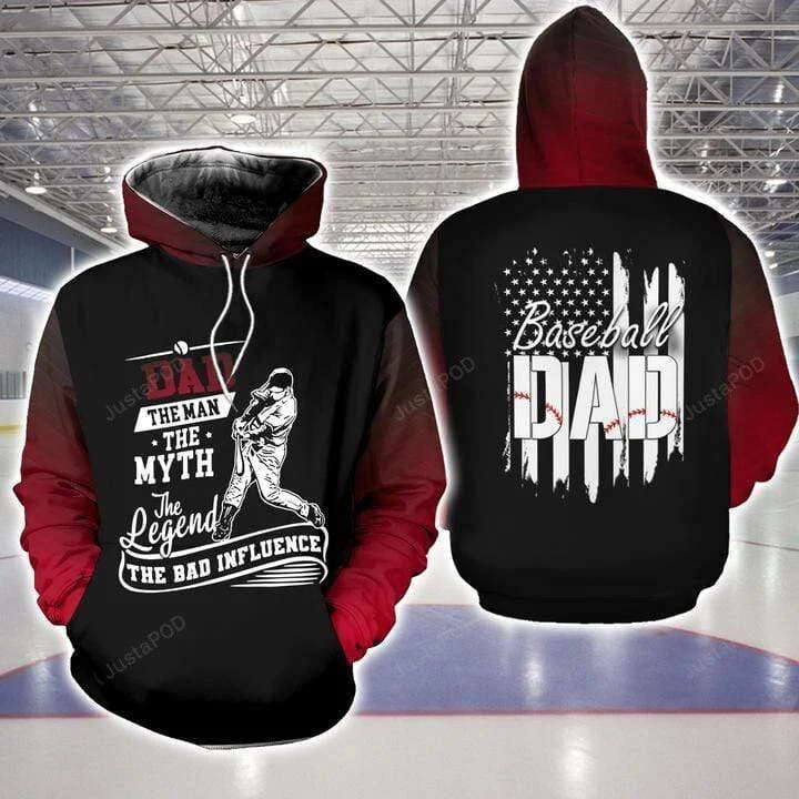 Baseball Dad The Man The Myth The Legend 3D All Print Hoodie, Zip- Up Hoodie HZ0501