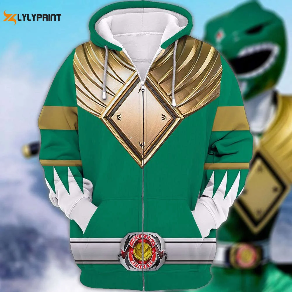 Costume Green Ranger,Green Ranger MMPR Cosplay 3D Hoodie HZ0501